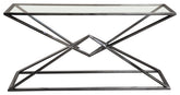 59"-18" Rectangular Glass Stainless Steel Console Table Black Finish By Diamond Sofa